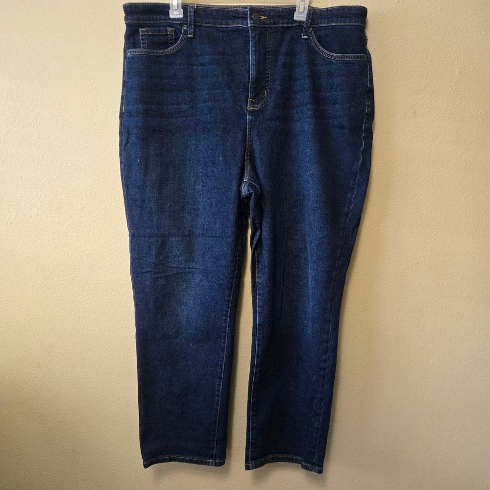 NYDJ Boyfriend Jeans Dark Wash Lift Tuck Technology Denim Size 16 Womens